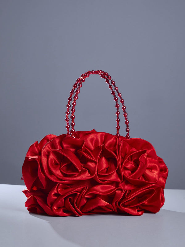 Adahy Flower Satin Bag In Red