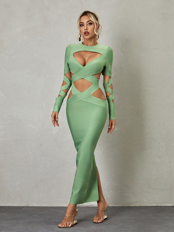 Brinly Long Sleeve Cutout Bandage Dress