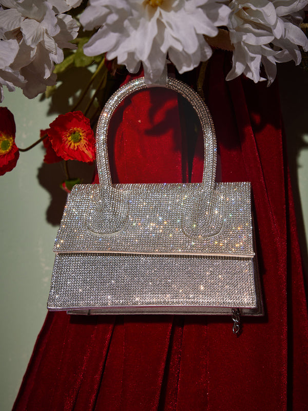 Caleo Crystal Clutch In Silver