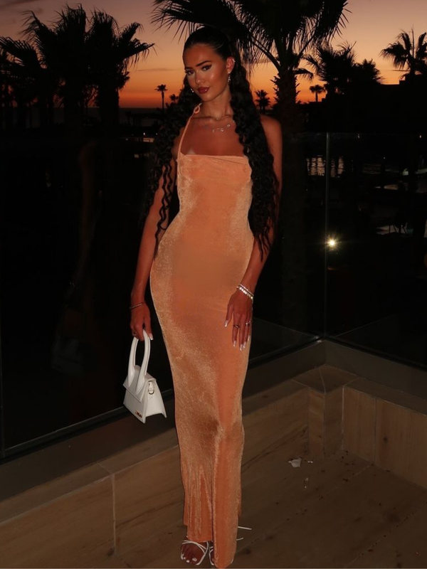 Egypt Backless Maxi Dress In Orange