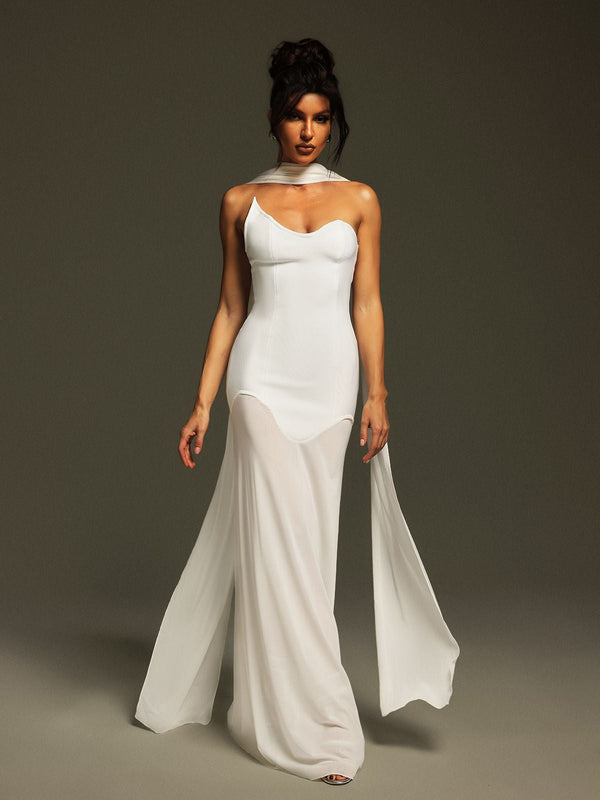 Emine Strapless Draped Bandage Maxi Dress