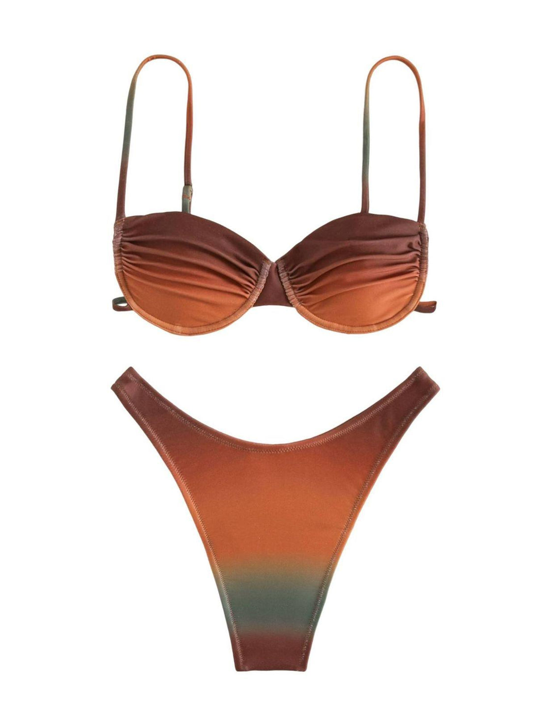 Eva Ombre Ombre Bikini Two Piece Set In Coffee - Mew Mews Fashion