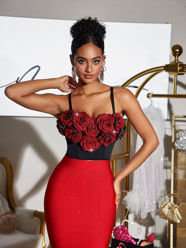 Fivika Spaghetti Flower Bustier Top