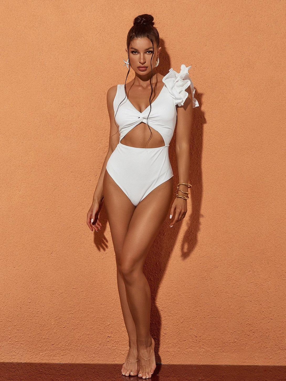 Heather Ruffle Cutout One Piece Swimsuit - Mew Mews Fashion