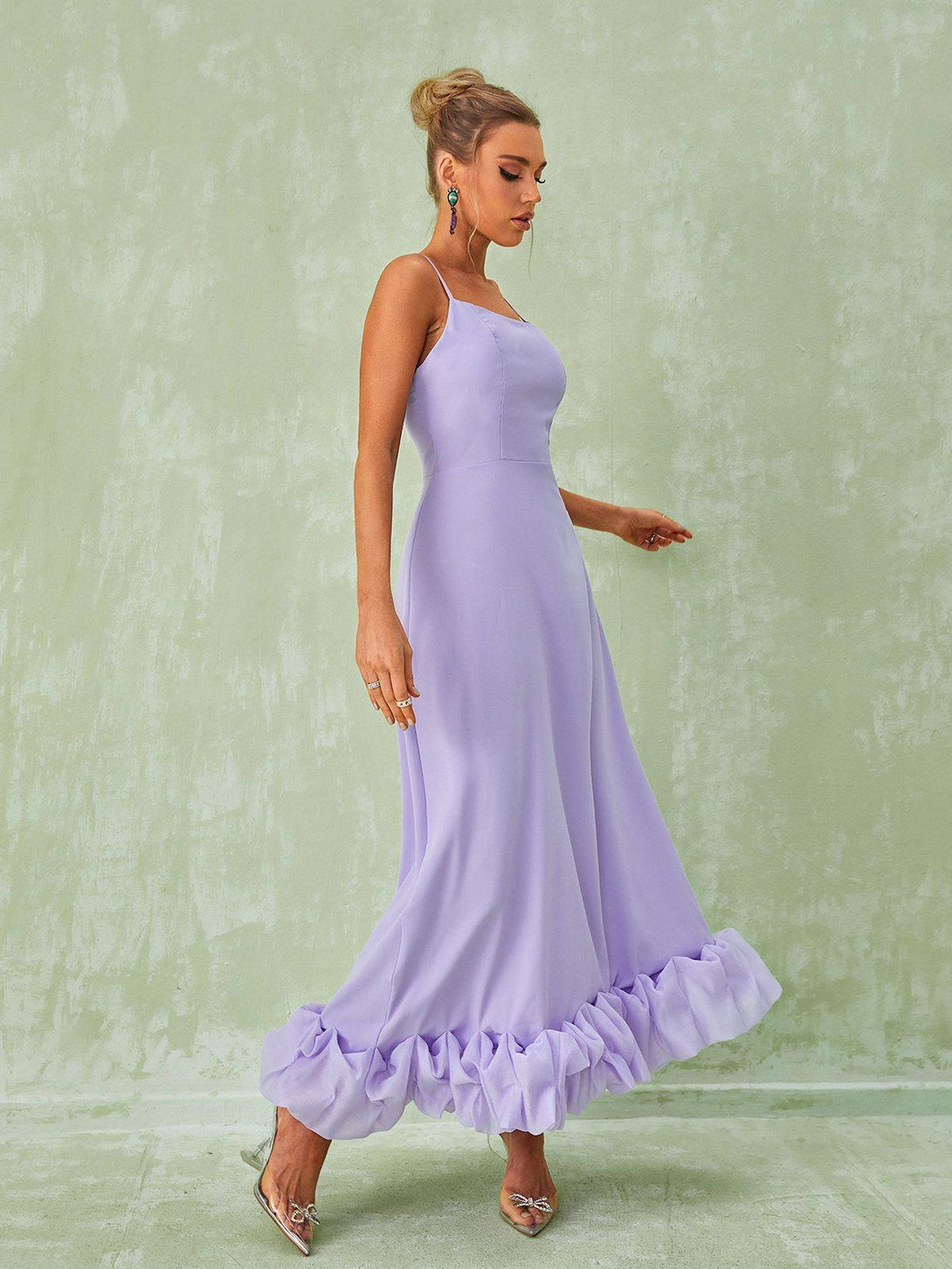 Ilsa Spaghetti Maxi Dress In Violet - Mew Mews