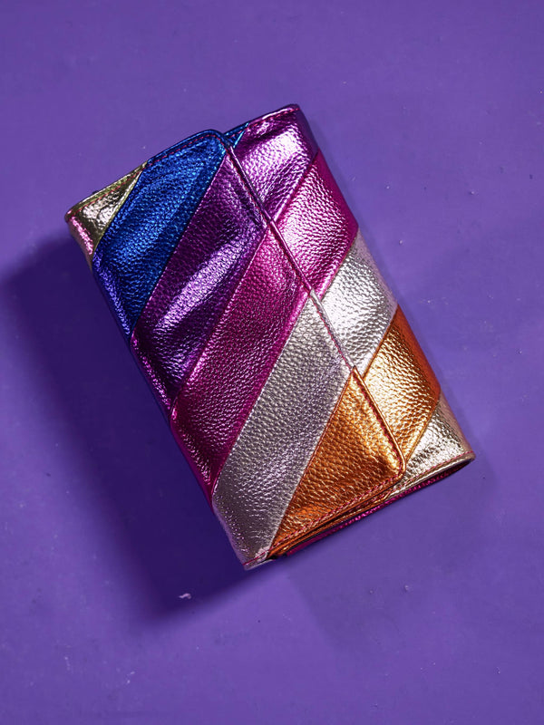 Iskra Metallic Leather Clutch