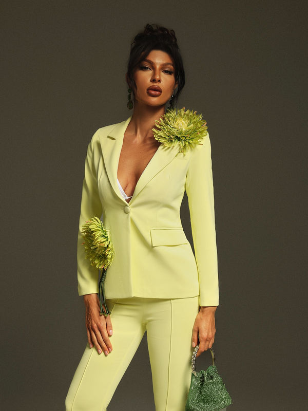 Jamaun Long Sleeve Flower Blazer Set