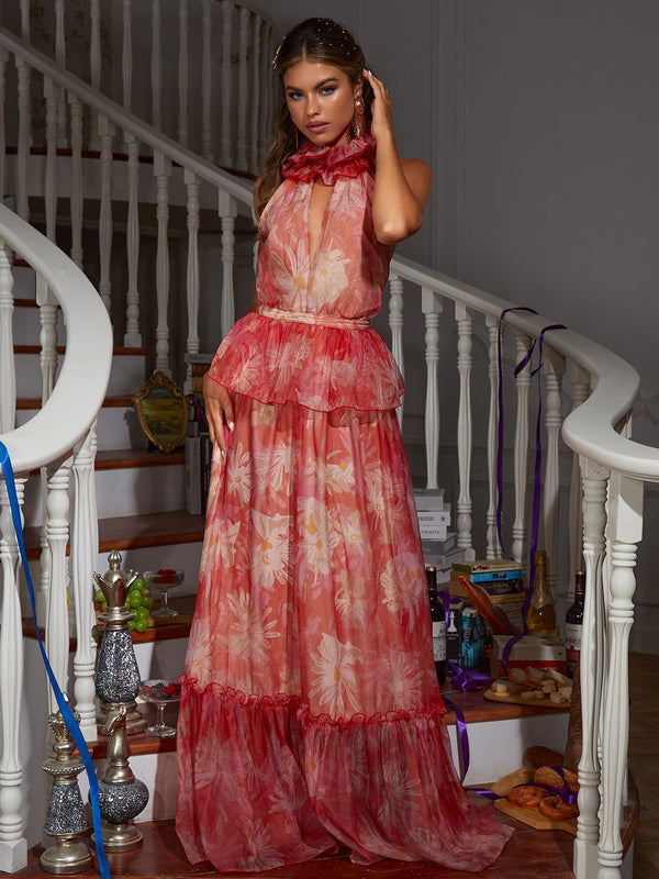 Pollux Halterneck Floral Maxi Dress