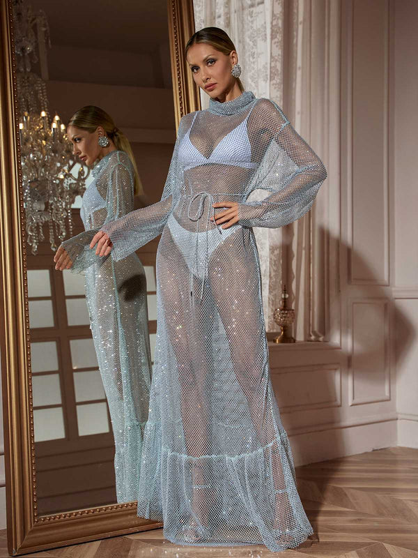 Raelyne Long Sleeve Crystal Maxi Dress