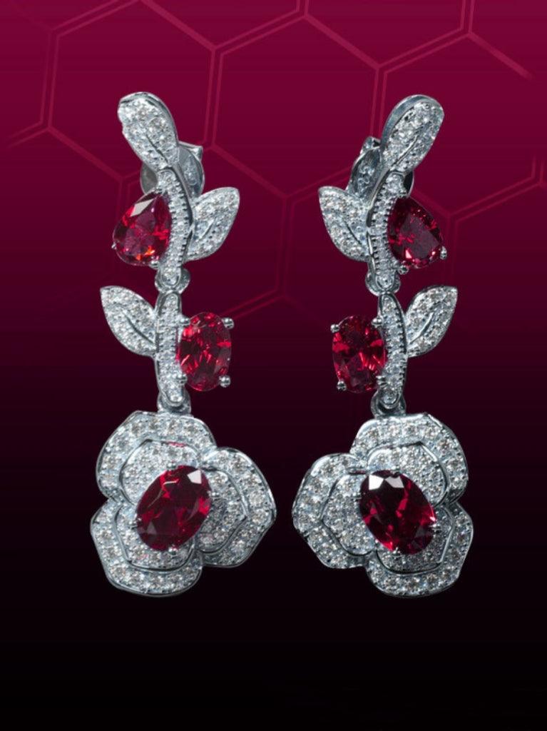 Rote Crystal Flower Drop Earrings - Mew Mews