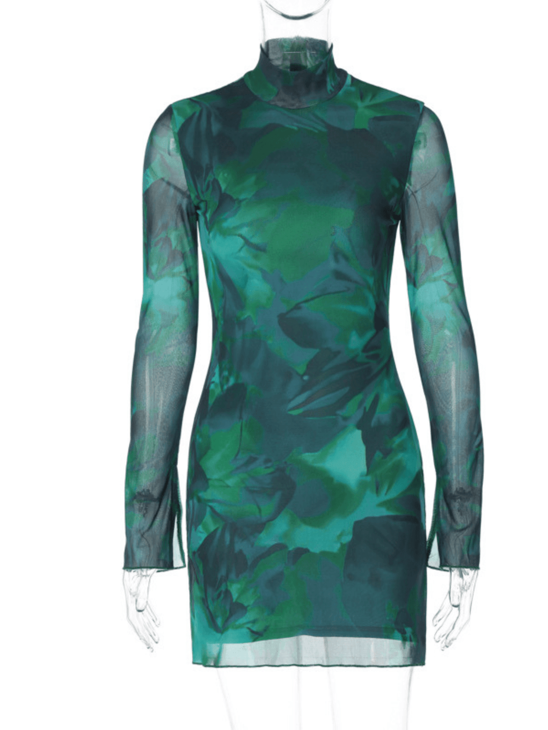 Sahar Long Sleeve Floral Mesh Dress - Mew Mews