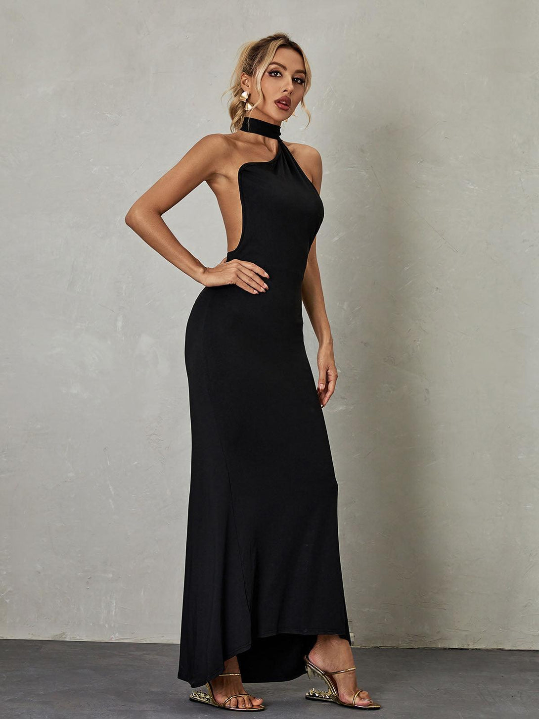 Toula Backless Maxi Dress In Black - Mew Mews