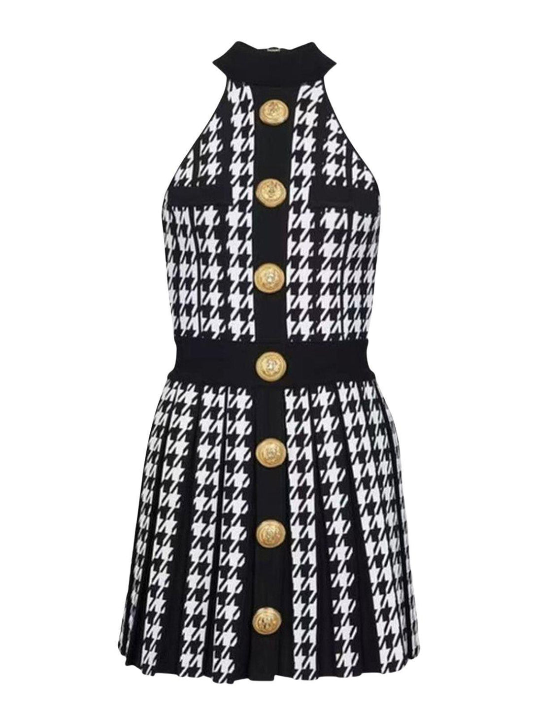 Amadea Houndstooth Knitted Mini Dress - Mew Mews Fashion