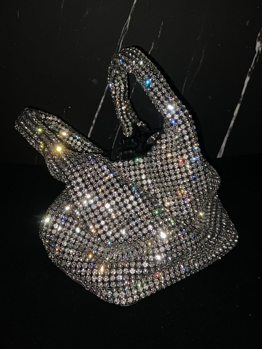 Bellatrix Crystal Bucket Bag In Silver - Mew Mews Fashion