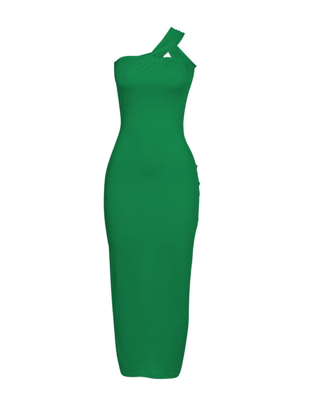 Emi One Shoulder Backless Maxi Dress In Green - Mew Mews Fashion