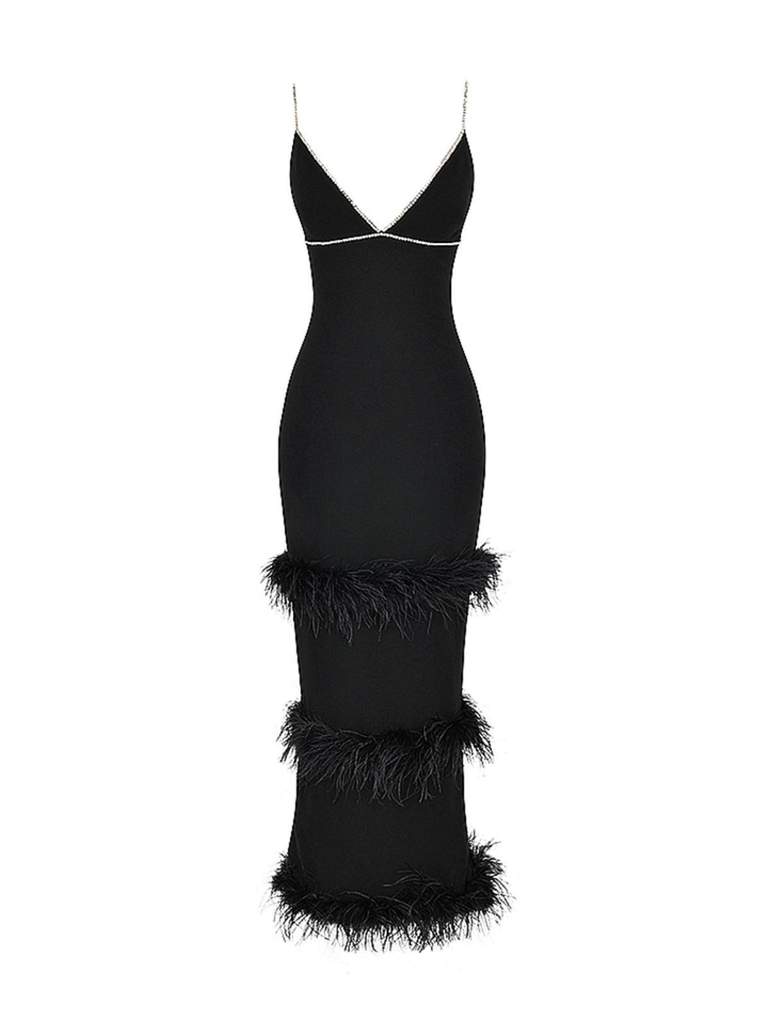 Evolet Rhinestone Feather Bandage Dress - Mew Mews Fashion