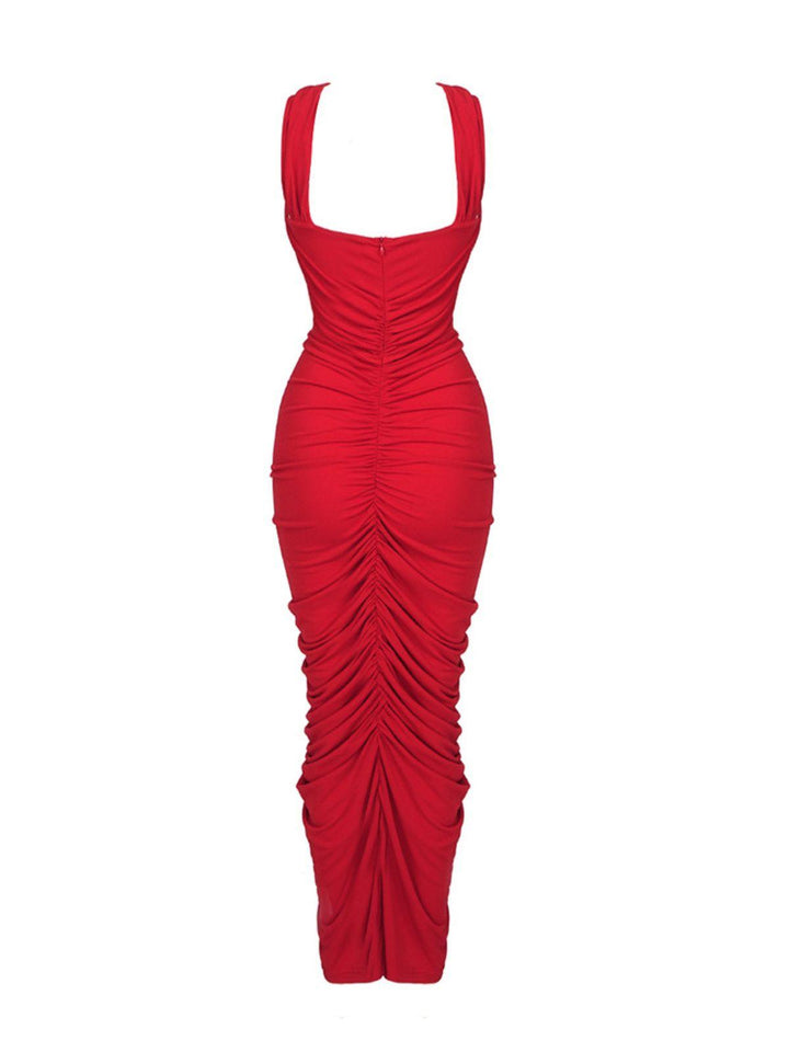 Pomeline Rose Bodycon Maxi Dress In Red – Mew Mews UK